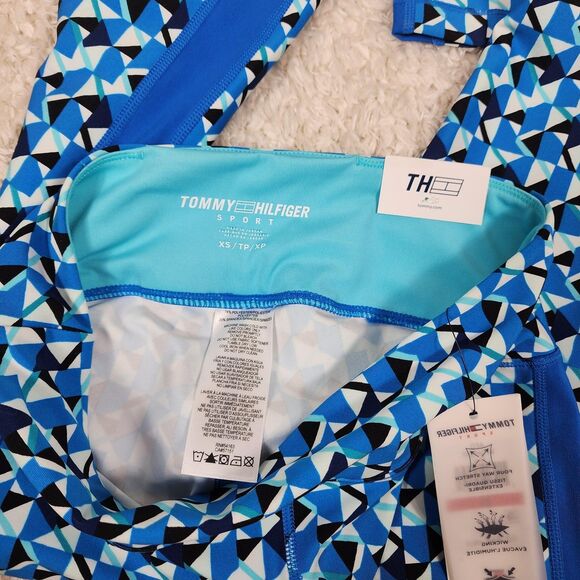 Tommy Hilfiger Leggings Womens XS Geometric High Rise Full Length Sport Stretch - Picture 8 of 8